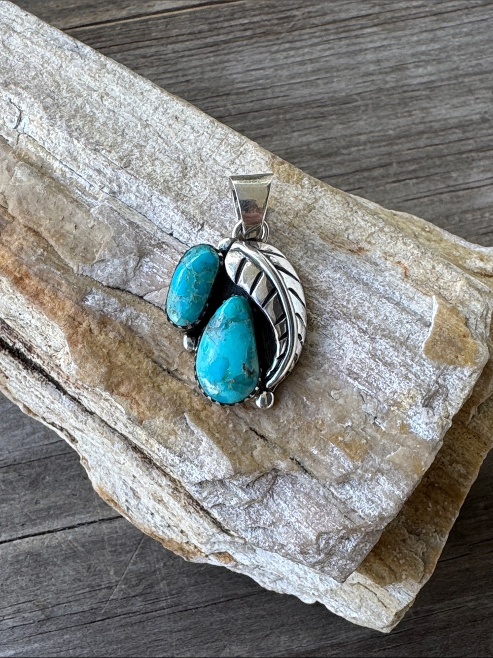 Southwest Style Sterling Silver Pendant with TUrquoise